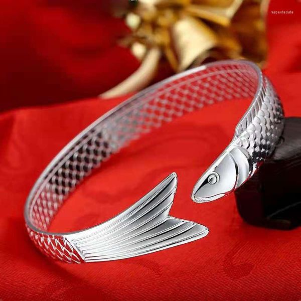 Bangle 2023 Bracciale Goldfish color argento vintage da donna Accessori per gioielli da banchetto aperti a sirena da donna