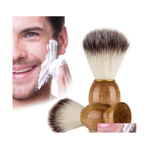 Altri articoli per la toilette da bagno Pennello da barba per barbiere ecologico Manico in legno Blaireau Pulizia della barba per il viso Uomini Rasatura Pennello per rasoio Dhcrh