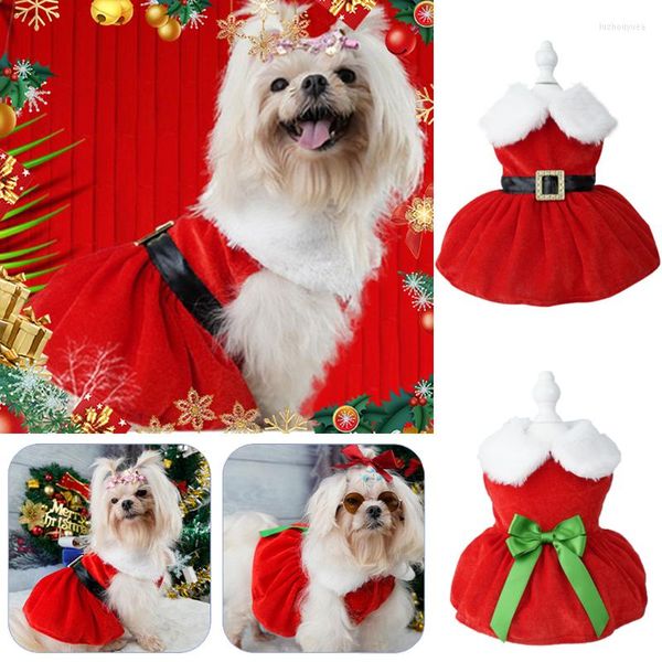 Hundebekleidung, Haustier-Weihnachtsmantel, Kleidung, Kleid, Weihnachten, roter Rock, Haustiere, Katze, warme Schleife, bequem, ausgefallene Prinzessinnen-Zubehör