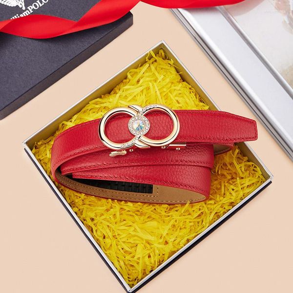 Cintos de cinto de couro da moda Cinturão de couro feminino de fivela automática de alta saia personalizada