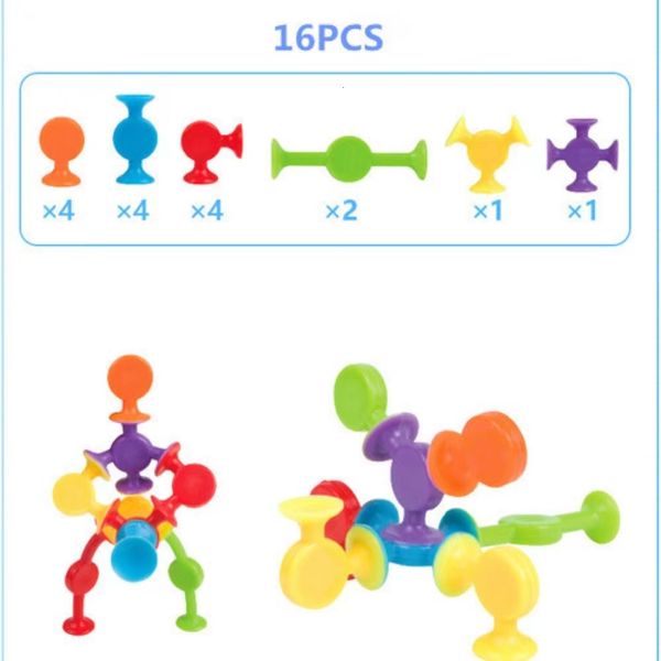 Blocos 16 48pcs Conjunto de otários pop Little Minated Sucker Cup Bloco educacional Bloco de brinquedo menino Garoto Presentes divertidos Jogo 230111