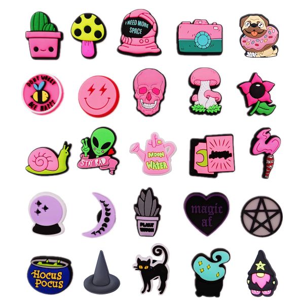 Acessórios para peças de sapatos L Kawaii Animal Hocus Pocus Charms Fit for Croc Pins Funny Pink Witch Dog Frog Cogumelo Decoração Grils Boys Am1x8