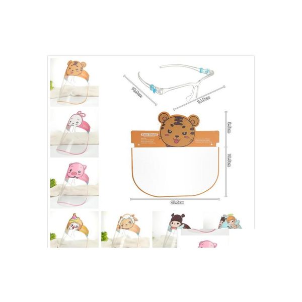 Designermasken Antifog -Cartoon Kinder Gesichtsschild mit Gläsern FL Schutzmaske transparentes Antisport -PET -Wiederverwendungsabfall Deliv DH6K7