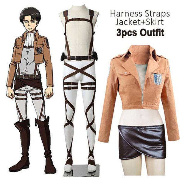 Костюмированные аксессуары Аниме Атака на Titan Cosplay Shingeki no Kyojin Jacket Recon Corps Корпуя юбка крючки ремни подвески Ackerman 230111