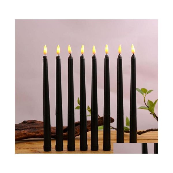 Pacote de velas de 6 anos preto LED de aniversário amarelo/quente branco plástico sem chama Bateria pisca operação de Halloween Drop Dat entre casa gar dht8h