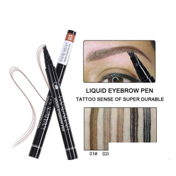 Gli esaltatori del sopracciglio lasciano cadere il nuovo trucco handiyan 4head tatuaggio liquido penna 5 colori consegna impermeabile Health Beauty Eyes DHPM4