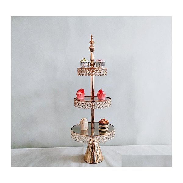 OUTROS PAKEWARES 23 TIER GOLD SIER METAL METAL STAND ROUNTE CASAMENTO FESTO DE FESTA DE SERTA CUPCAKE Pedestal Display Plate Decoração de casa Dro dhpuj