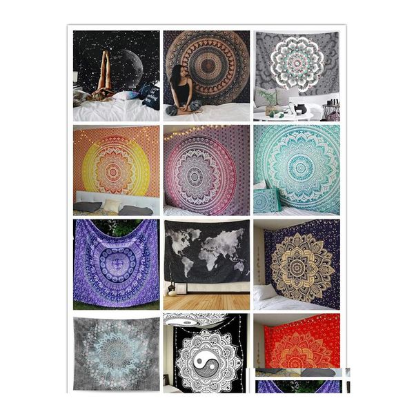 Hapaslar Polyester Duvar Asma Dekor Goblen 21 Tasarımlar Bohemian Mandala Plaj Havluları Hippi Atma Haritası Yoga Mat Şal Mtifunctio DHZ1G