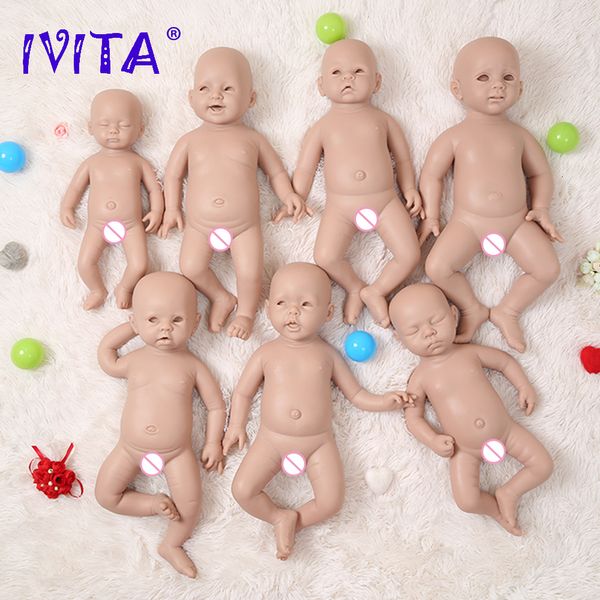 Куклы IVITA Силиконовый Reborn Baby Doll 3 Colors Выбор глаз Жизненный рожденный ребенок неокрашенные незавершенные мягкие куклы Diy Blank Toys Kit 230111