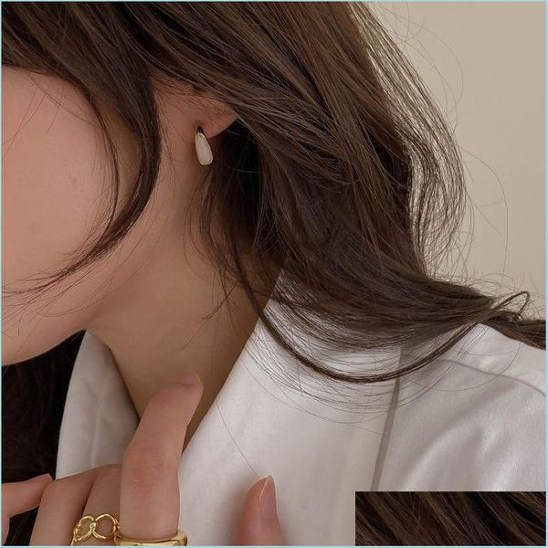 Stud Huanzhi Koreanisches Neues Design Geometrische Kleine Harz Metall Gold Ohrringe Für Frauen Vintage Stil Mädchen Party Schmuck Geschenk1 1622 Q2 Dr Dhedk