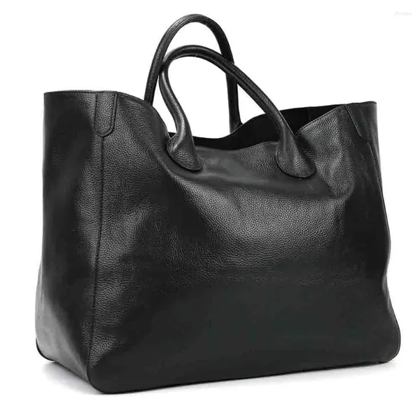 Akşam çantaları ms büyük büyük çanta kalın orijinal deri tote kadınlar için büyük cowhide alışverişi siyah çantalar 2023