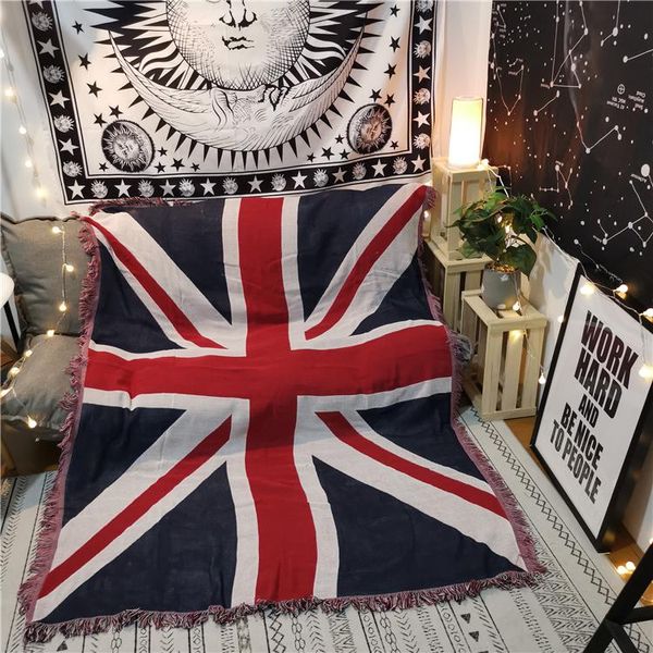 Tapestres Bandeira Britânica Cotton Travel Blanklet Leisure Sofá Towel Tapet Capa de tapeçaria única tapete de tapeçaria