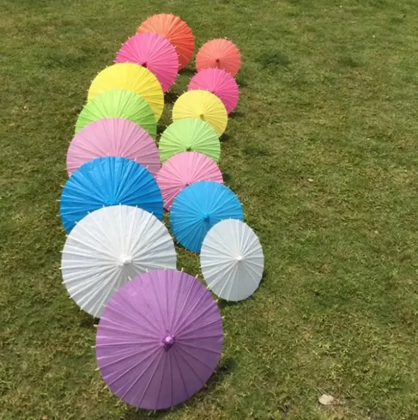 20/30/40/60 cm Chinesische Japanesepaper Sonnenschirm Papier Regenschirm Für Hochzeit Brautjungfern Party Favors Sommer Sonnenschutz kind Großhandel