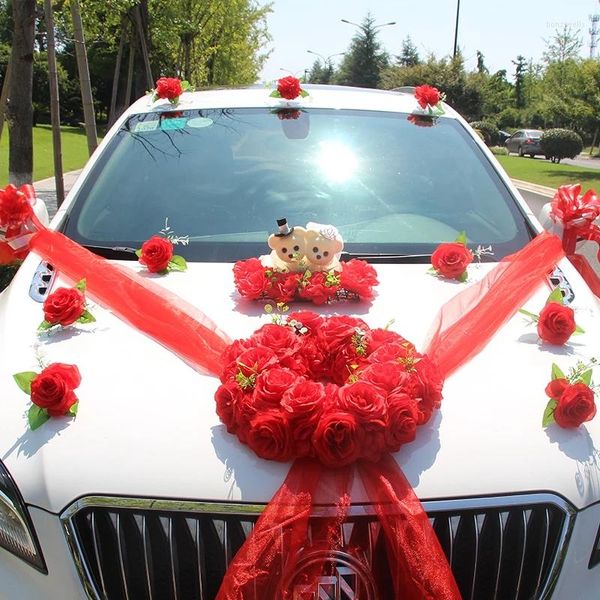 Flores decorativas 2023 casamento carro simulação decoração conjunto noiva para ser equipe cabeça flor romântica