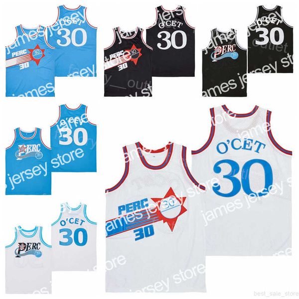 Uniforme de Basquetebol Universitário Veste Filme Perc 30 OCet Basquete Masculino Todos Costurados Hip Hop Para Fãs Esportivos Cor da Equipe Preto Branco Azul Bordado Universidade HipHop