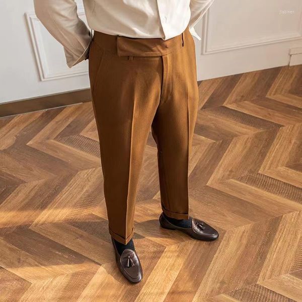 Abiti da uomo Pantaloni da uomo Pantaloni autunnali traspiranti marroni neri per uomo Costumi da sposo vintage casual slim da uomo dritti