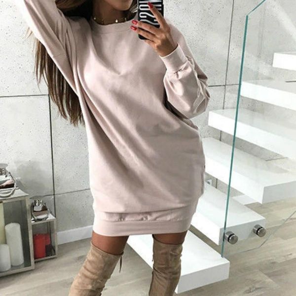 Felpe con cappuccio da donna Felpe autunno girocollo Donna Casual Felpa in cotone oversize Donna Allentata tinta unita Pullover Maglione Donna Lon