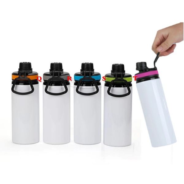 Stock all'ingrosso 6 colori Bicchieri per sublimazione fai-da-te Bicchieri bianchi 600ml 20oz Bottiglia d'acqua Tazze per tazze Bicchieri per cantanti Bicchieri in alluminio Bicchiere con coperchi ls0112