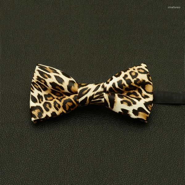 Laço laços de alta qualidade marca de moda de moda pu para homens leopard listrado no casamento borboleta raictie com caixa de presente