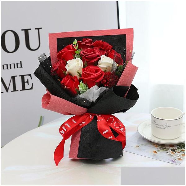 Flores decorativas grinaldas Simação Presente do Dia dos Namorados para enviar homens e mulheres Amigos Carnation Rose Small Bouquet Drop Dhmrs