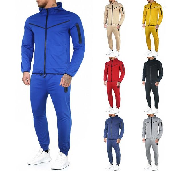 Tute da uomo Logo Custom Mens Spring Zipper Jacket Pantaloni lunghi 2 pezzi Set maschile Casual con cappuccio Solid Sportswear Sets Autumn Gyms Sweat