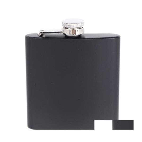 Fiaschetta 6Oz Tasca portatile Fiaschetta in acciaio inossidabile Flagon Nero opaco Whisky Pentola per vino Bevitore Bottiglia per alcol Tour di viaggio Drinkwar Ot8Ul