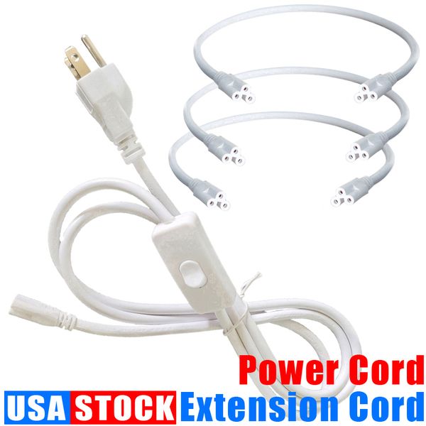 T5 T8 Extremidade dupla 3 pin Tubo do conector do cabo Extens￣o do fio Flato de tubo fluorescente de LED LED 1f T 2ft 3,3 p￩s 4 p￩s 5 p￩s 6 p￩s 6,6 p￩s 100 pcs oemled