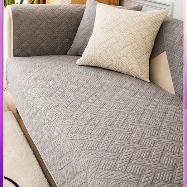 Coprisedie Nordic Simple Sofa Cushion Puro Cotone Four Seasons Antiscivolo Grigio Modern Universal Cover Cloth Leather