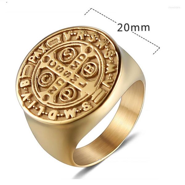 Cluster Ringe Oulai777 Edelstahl Big Gold 2023 Großhandel Männlicher Ritter Brief Ring Siegelring Männer Punk Freund Modeschmuck