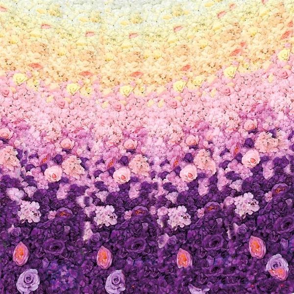 Ghirlande di fiori decorativi Gradiente personalizzato Rosa Bianco Viola Peonia Fiore rosa Pannello murale Sfondo 3D Decorazioni per eventi per feste di matrimonio Artificiale