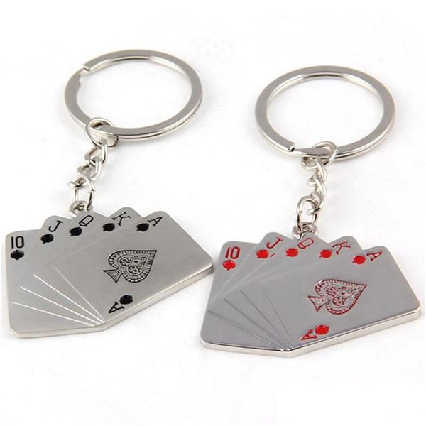 Anahtarlıklar Landards poker floş anahtarlı metal yaratıcı kalpler kürek damlası desenli moda aksesuarları dhgim