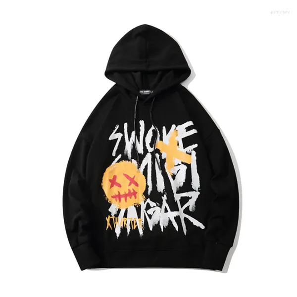 Männer Hoodies 2023 Street Dance Männer Und Frauen Persönlichkeit Hip Hop Mit Kapuze Casual Lächeln Graffiti Print Hoodie 19SS