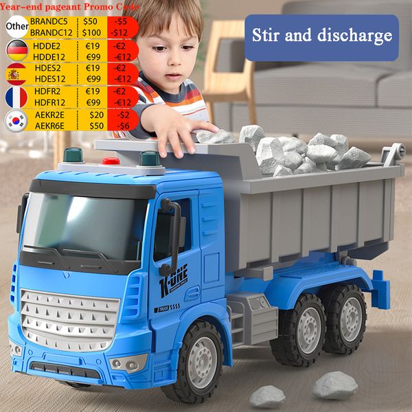 Dascast Model Car Simulation Trägheit Mixer Truck Transporter City Engineering Fahrzeug Set großer Kran -Licht -Musikauto -Spielzeug Boy Kid Bildungsgeschenk 230111