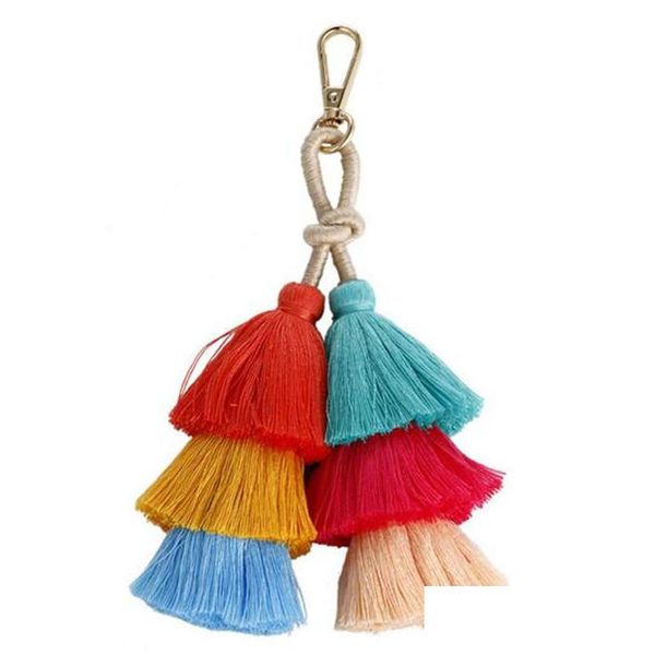 Principais an￩is vintage Bohemian Tassel Keychain para mulheres pendentes de carro pendurado para Keyring Jewelry Party Gifts Triels por atacado Deliv Dhqnz