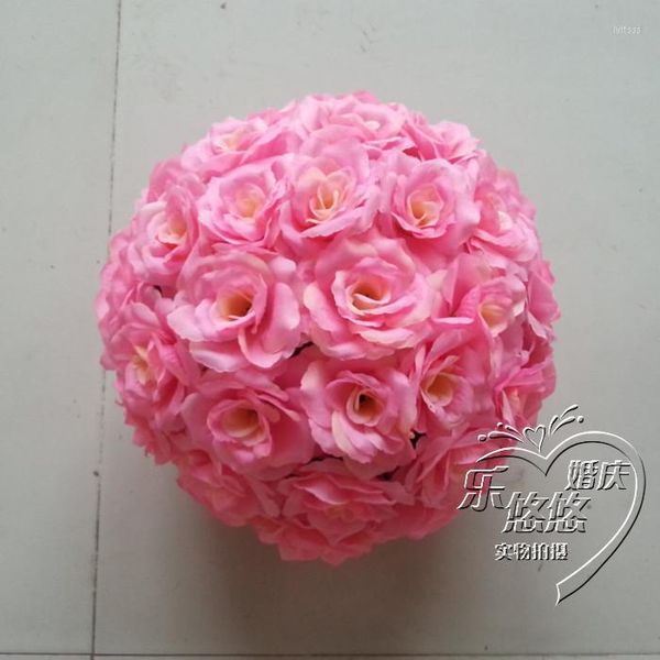 Fiori decorativi 16 colori 30 cm / 12 pollici Decorazioni per matrimoni Bouquet di palline di rose Pomander in seta