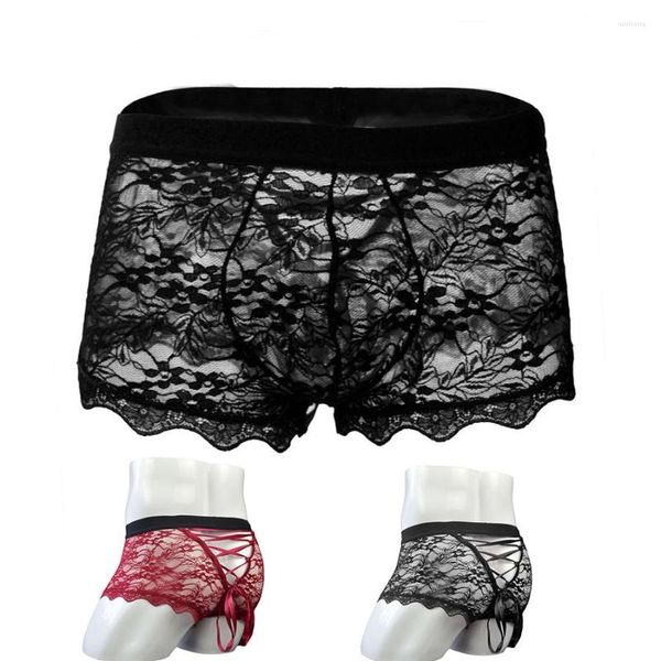 Mutande sexy estive sottili mutandine di pizzo intimo da uomo vedere attraverso comodi pantaloncini intimi maschili boxer culotte