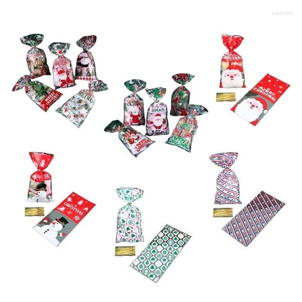 Decora￧￵es de Natal Merry Candy Bag com Twisted Ties Set Party Favor Acess￳rio para crian￧as Garten Presente Drop Delivery Home G DHBQ4