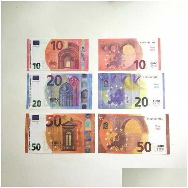 Altre forniture per feste festive Confezione da 5 banconote in denaro falso 5 10 20 50 100 Dollari americani Euro Oggetti di scena realistici per bar giocattolo Valuta Euro F Dhy1W