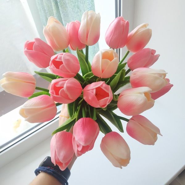 Getrocknete Blumen, 10 Stück, 5 Stück, Tulpen, künstliche Blumen, weiß, PU, fühlt sich echt an, für Heimdekoration, gefälschte Tulpen, Latex-Blumenstrauß, Hochzeit, Gartendekoration, 230111