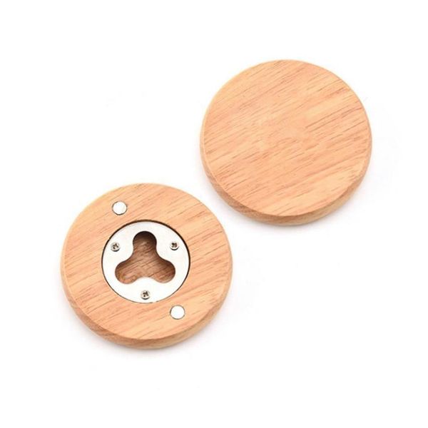 Apribottiglie Stock New Forma rotonda in legno Apribottiglie Sottobicchiere Magnete per frigorifero Decorazione Fabbrica di birra all'ingrosso Fy3743 F0526Q03 Drop Deli Dh4Pe