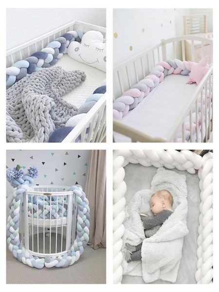 Bettwäsche-Sets 1,5 m Baby Bett Stoßstange Knoten Kissen Kissen für Jungen Mädchen Vier Geflecht Kinderbett Krippe Protector Cuna Para Zimmer Dekor