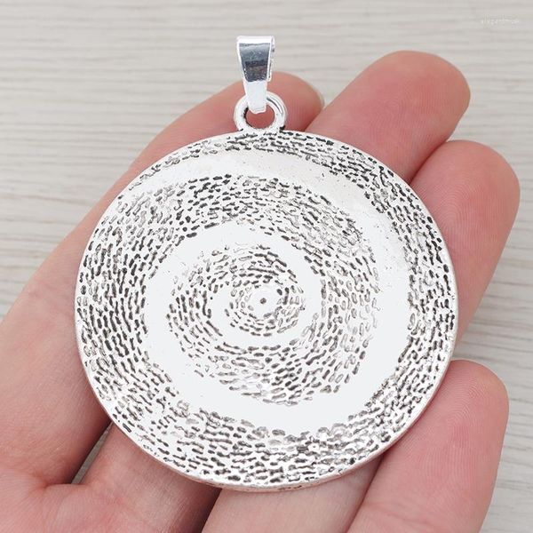 Halsketten mit Anhänger, 2 x tibetisches Silber, groß, rund, gehämmert, Vortex-Spirale, Wirbel-Charms, Anhänger, passend für Halsketten, Schmuckherstellung, 51 x 51 mm