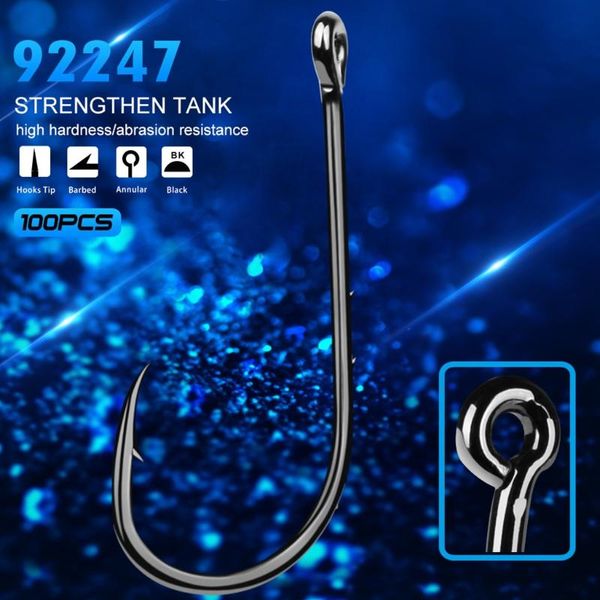 Ganchos de pesca H053 100 PCs/caixa Baitholder Fishhook Carp Jig Big Barbed Hook High Carbon Steel Saltwater Tackle