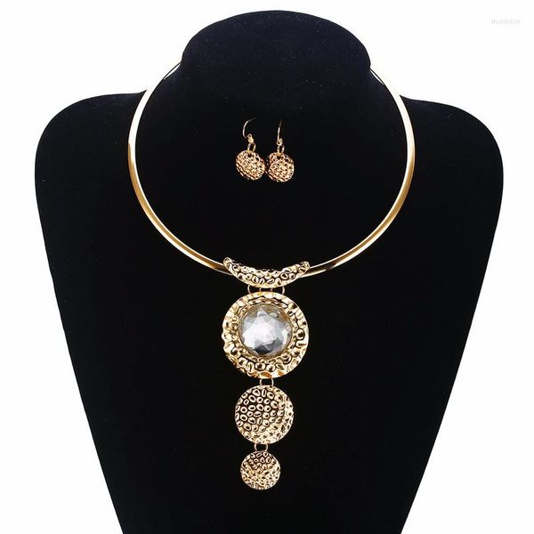 Серьги ожерелья устанавливают Dubai Crystal для женщин подвесной модной вечеринки свадебной шарм