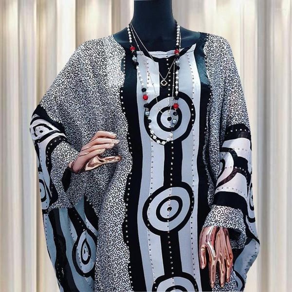 Abbigliamento etnico Set musulmani Abito Lady Party Abiti europei American Abaya Dubai Maxi abiti africani con stampa allentata