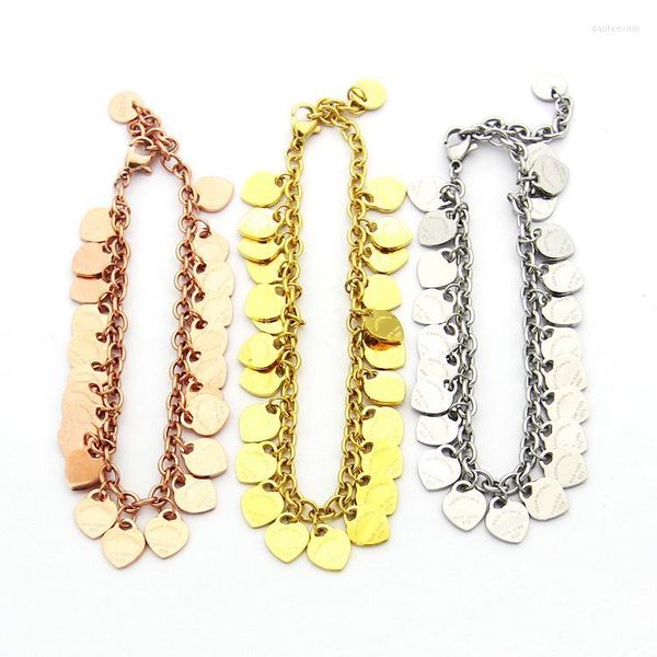 Bracelets de link Chain Titanium Steel Mini T-Letter T-Letter Multi Peach Bracelet Bracelet Feminino Comércio Exterior Love (Small)