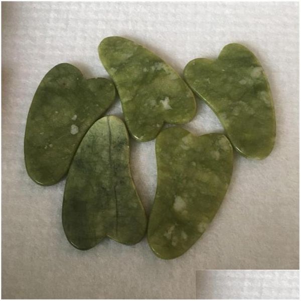 Massaggiatore per il viso Masr Natural Xouyan Stone Green Jade Guasha Gua Sha Board per la terapia dei rottami Una superficie trasparente non danneggerà mai il tuo Dhhjy