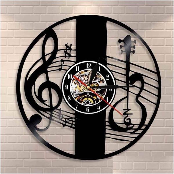 Wanduhren Treble Clef Musik Note Kunst Uhr Musikinstrument Geigen Key Record Klassische Wohnkultur Geschenk Drop Lieferung Garten DHEP4