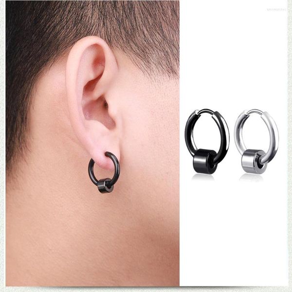 Hoop Ohrringe 2023 Vintage Schwarz Zylinder Männer Punk Edelstahl Brincos Ohne Piercing Schmuck Zubehör Drop