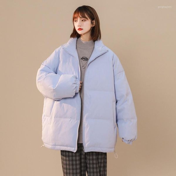 Trench feminina Casacos 2023 Casaco de inverno Casaco coreano Fashion Inst Tide Down ingled Calor Logo Collar Sky Blue Parkas Parkas Feminino